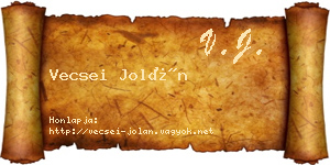 Vecsei Jolán névjegykártya