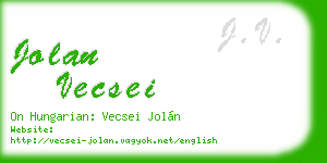 jolan vecsei business card